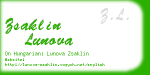 zsaklin lunova business card